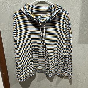 Talbots Multicolor Striped Knit Top Turtle Neck EUC Size MP Cute Unique Fall